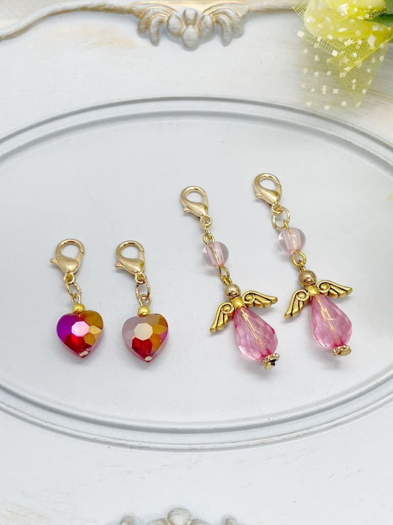 No.314-3 ☆1セットのみ☆金具変更○可愛いストーンチャーム♪ ペア2点セット ＃ピアス イヤリング ハンドメイド アクセサリー_画像1