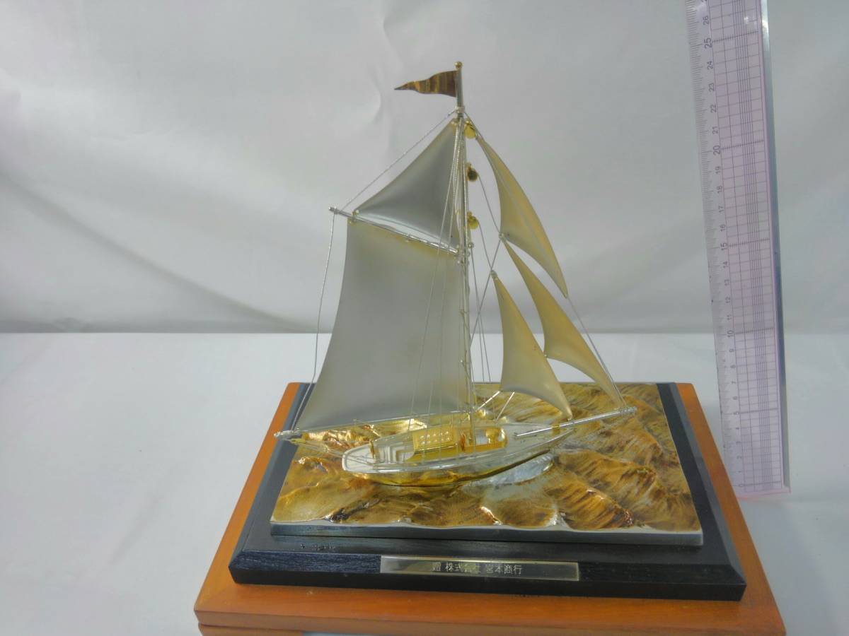 M10銀色遊艇裝飾品裝飾藝術工藝品 原文:M10 銀製 ヨット 置物 飾り物　美術品　工芸品