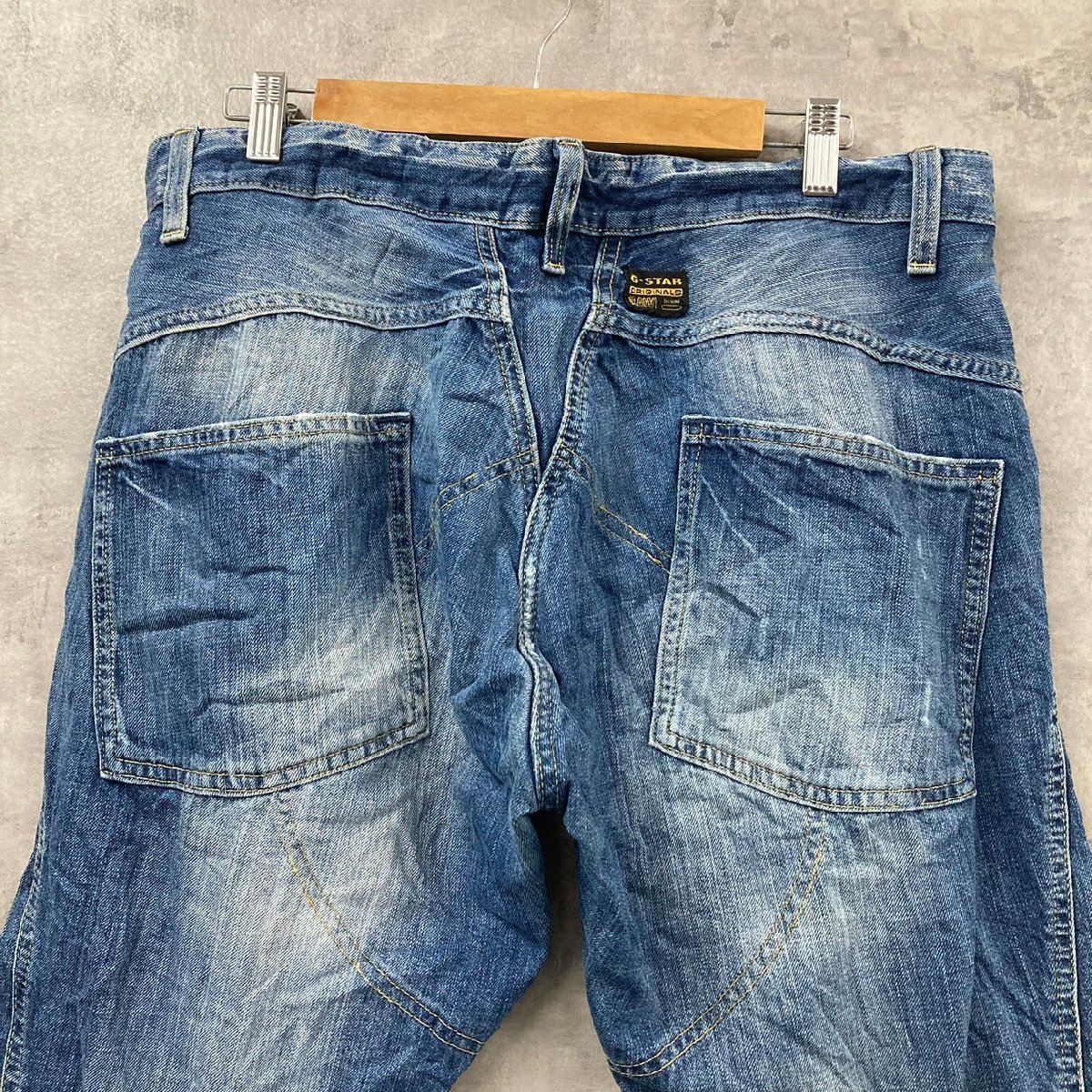 G-STAR RAW ブルー ストレート ボタンフライ デニムジーンズパンツ 36 実寸W36in 5763905089 USA 海外輸入 古着 SK10660_画像3