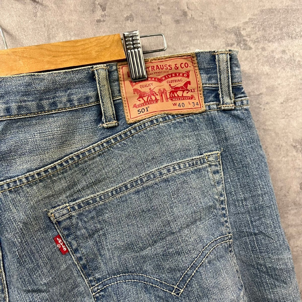 Levi's501R ライトブルー ボタン デニムジーンズパンツ W40L34 実寸W41in 大きいサイズ 赤タブ 00501-1537 USA 海外輸入 古着 LK10520_画像8