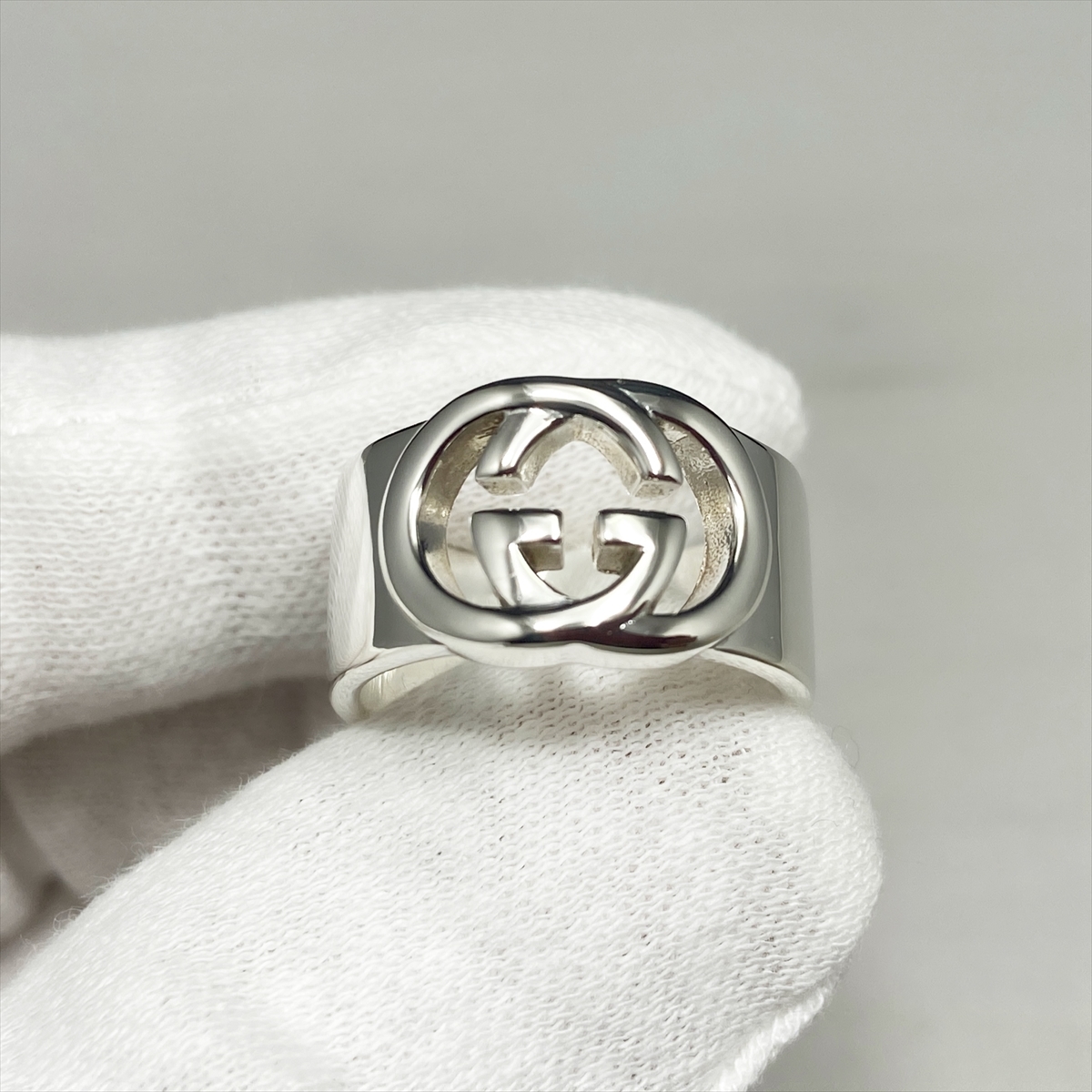 新品仕上 グッチ GUCCI インターロッキング Gロゴ ワイド リング 指輪