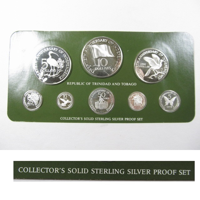 純銀（STERLING SILVER）約117克特立尼達和多巴哥硬幣證明集1982 /中國 原文:純銀(STERLING SILVER) 約117g トリニダード・トバゴ共和国コイン プルーフセット 1982年 / 中国