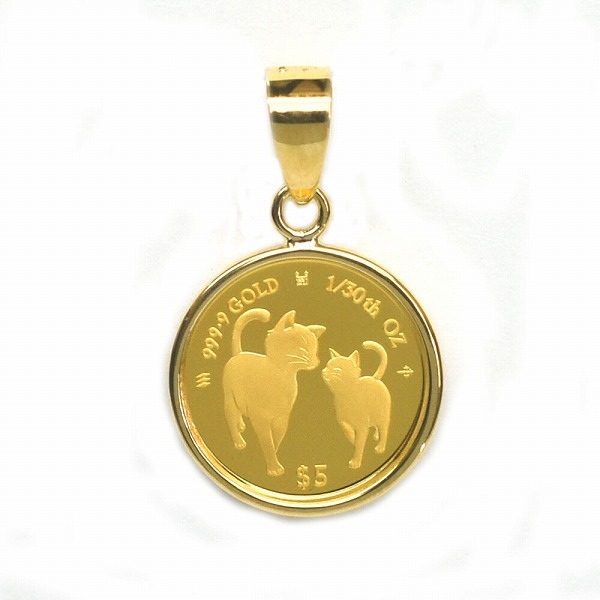 ゴールドアクセサリー ゴールドジュエリー ゴールドペンダント Mothers Love Coin Cat 猫 24金 K24 誕生日プレゼント ギフト 贈り物