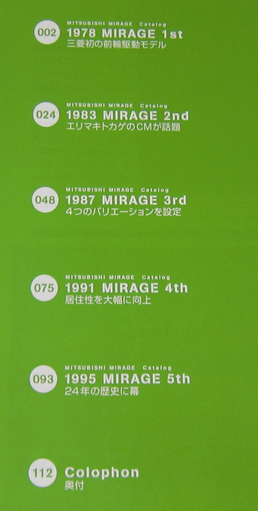 //三菱 ミラージュ MITSUBISHI MIRAGE ハッチバックモデルの野心作 絶版車カタログシリーズ 46/カタログで振りかえる国産車の足跡の画像2