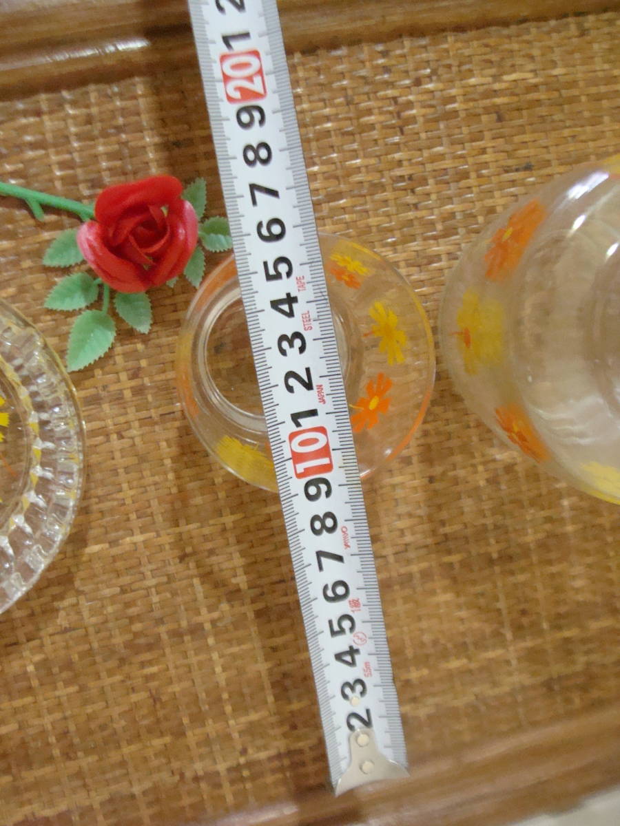ADERIA GLASS アデリアグラス グラスウェアセット 石塚硝子 箱入り 花柄 オレンジ_画像7