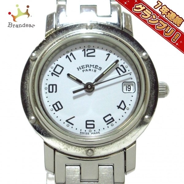 柔らかい HERMES(エルメス) 腕時計 クリッパー CL4.210 レディース 白
