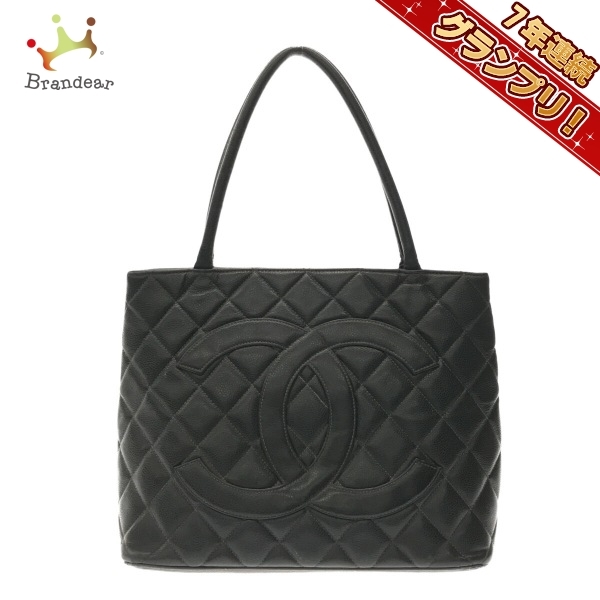 シャネル CHANEL トートバッグ A01804 復刻トート キャビアスキン 黒 マットシルバー金具 バッグ_画像1