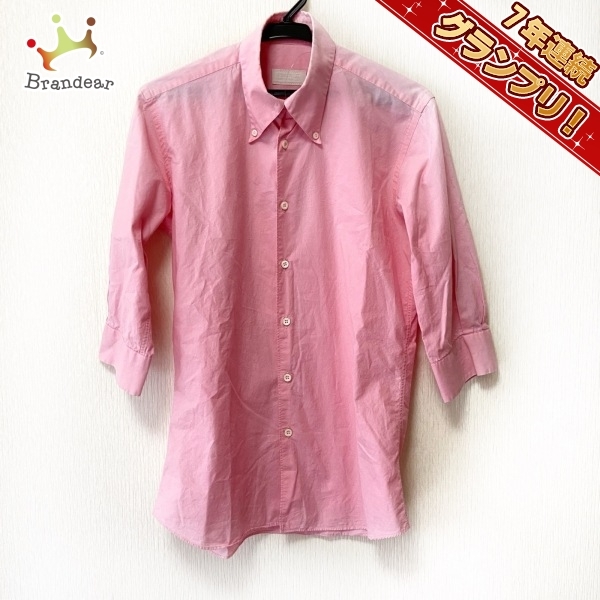 新着 14/1/2 サイズ37/ 七分袖シャツ PRADA プラダ - トップス メンズ ピンク 長袖シャツ