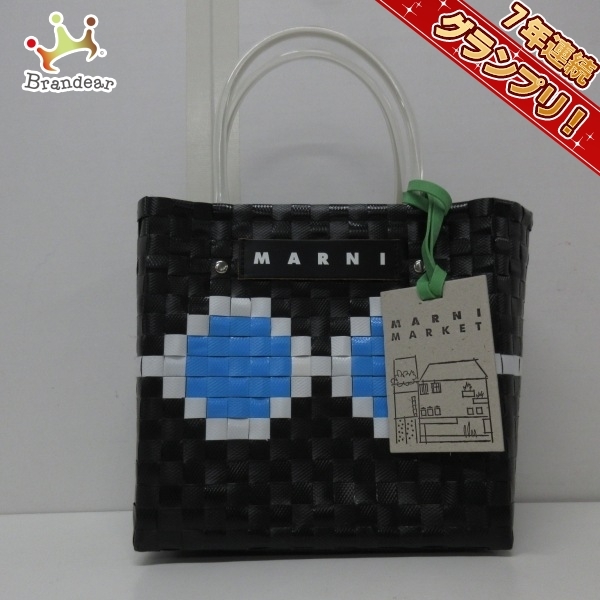 買い誠実 マルニ MARNI バッグ 黒×白×ライトブルー ポリプロピレン×ビニール - トートバッグ かばん、バッグ