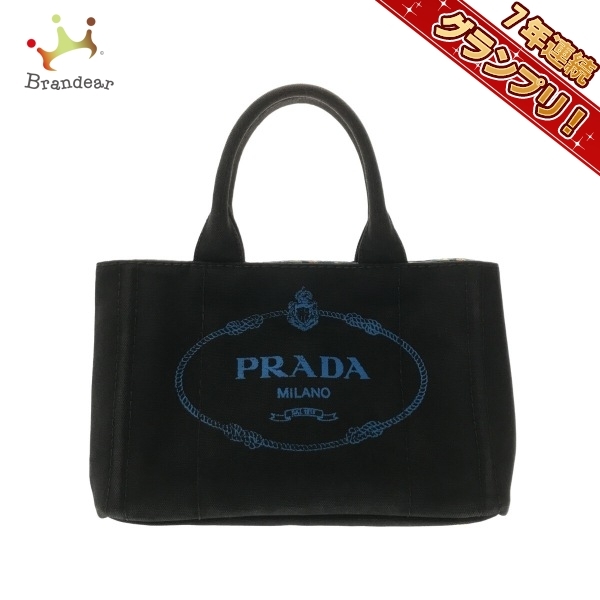 プラダ PRADA トートバッグ 1BG439 CANAPA キャンバス 黒×ブルー バッグ