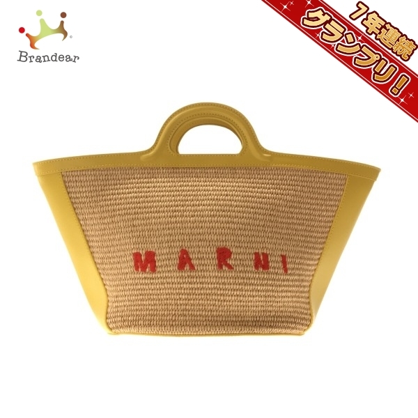 【サイズ交換OK】 マルニ MARNI バッグ ベージュ×イエロー ストロー×レザー トロピカリア トートバッグ かばん、バッグ 【サイズ交換OK】 マルニ MARNI バッグ ベージュ×イエロー ストロー×レザー トロピカリア トートバッグ かばん、バッグ