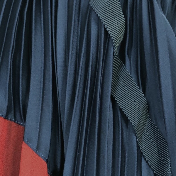 サカイ Sacai 巻きスカート サイズ2 M 18-04127 - ネイビー×レッド レディース プリーツ/シースルー/変形デザイン ボトムス_画像6