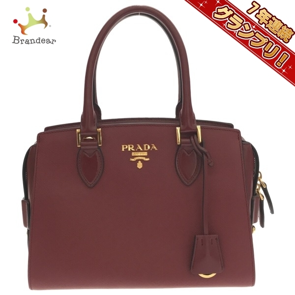送料無料 1BA164 ハンドバッグ PRADA プラダ ロゴ バッグ ボルドー