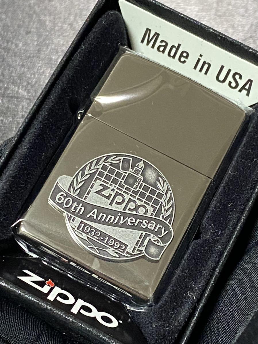 zippo 60周年記念 立体メタル ブラックアイス 希少モデル 2016年製