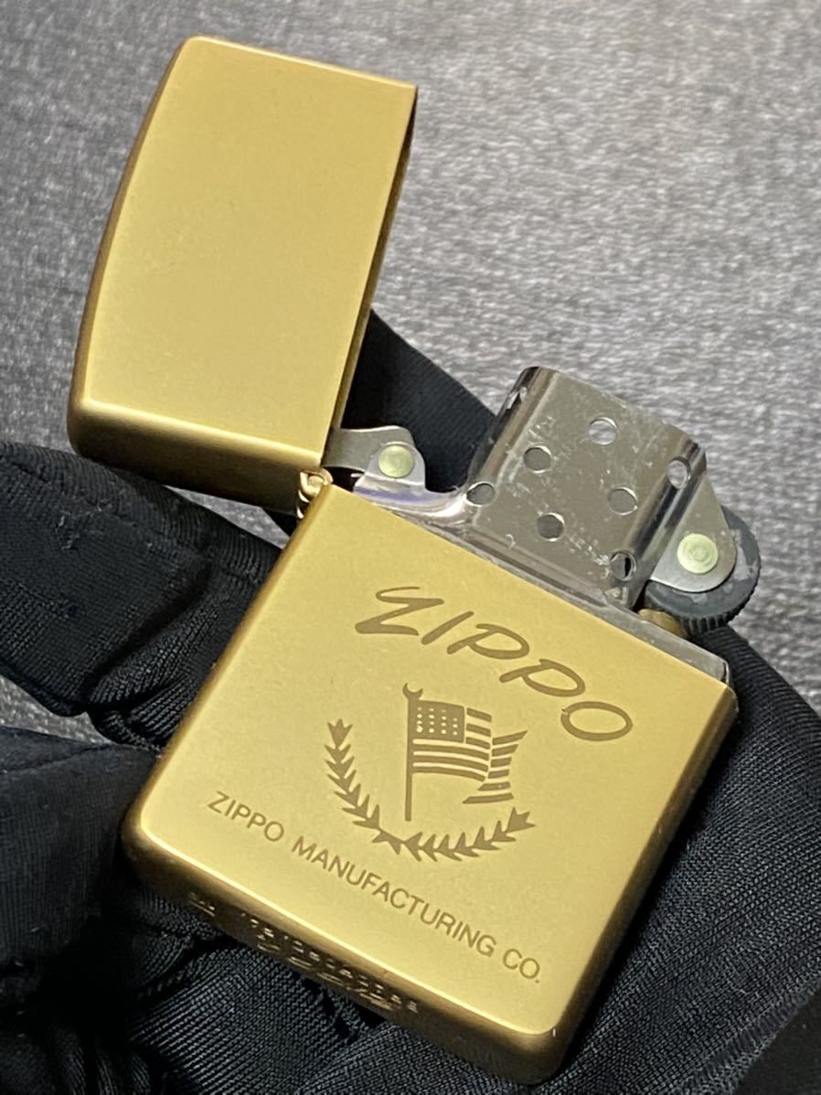 zippo ゴールド フラッグ 筆記体 GOLD 旗 希少モデル ヴィンテージ 1991年製 シルバーインナー 1990年製 ケース 保証書付き