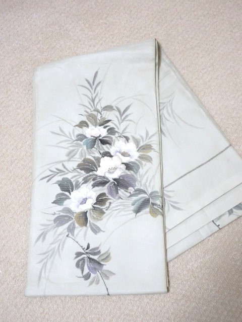 値下げ～夏袋帯・刺しゅう白い花・ミントグリーン　C-8_画像6