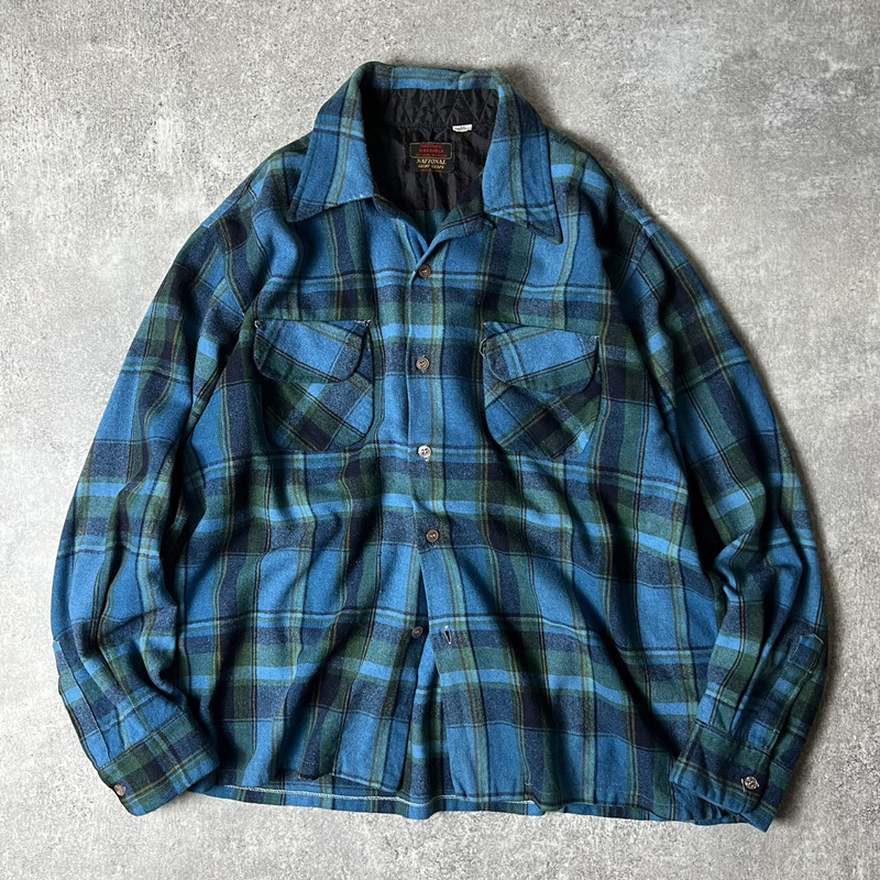 おすすめネット SHOPS SHIRT NATIONAL 70s チェック ブルー 開襟