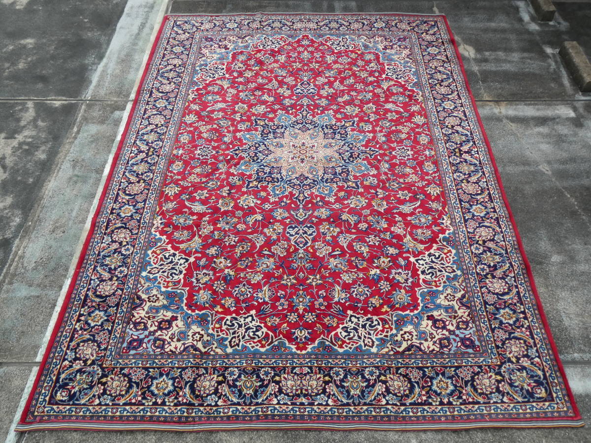 ◆美品◆ペルシャ絨毯大判ギャッベアンティークラグカーペット骨董イラン産手織り398×293cm 2023-7-20-69-138-9お_画像1