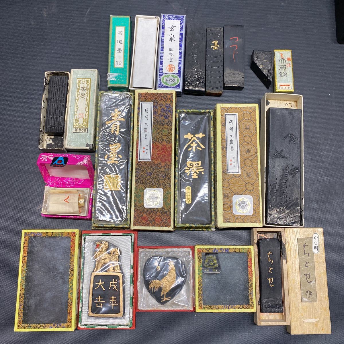 K1518 書道道具 硯 筆 硯箱 木箱 墨汁 中国 筆 文 | JChereヤフオク