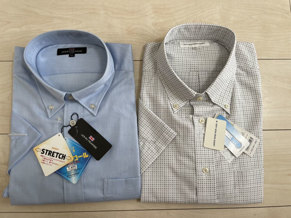 新品未使用 半袖ワイシャツ２点セット 半袖 COOLMAX 形態安定 JOHN PEARSE LL XLの画像1