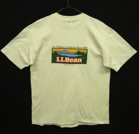 80s ヴィンテージ USA製 L.L. Bean x Hanes シングルステッチ 半袖 Tシャツ ライトグリーン VINTAGE 80年代 アメリカ製 レア