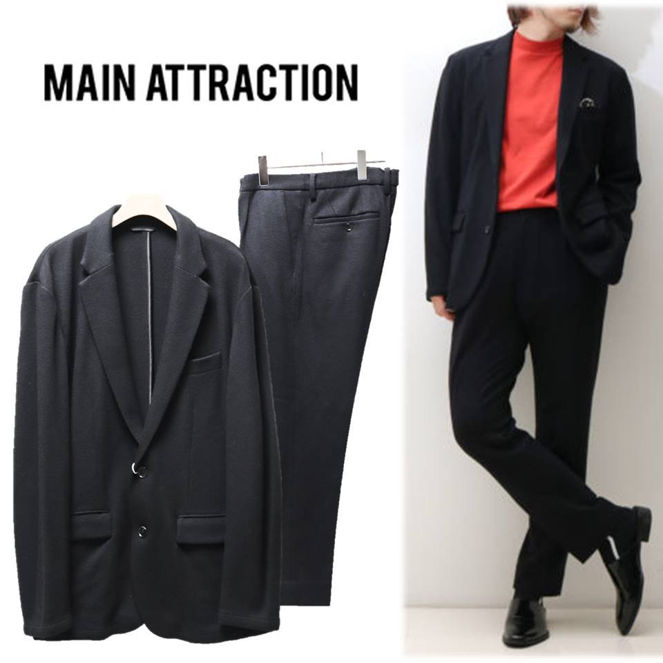 《MAIN ATTRACTION》新品 定価29,700円 リラックス感 柔らかい風合い スーパー100 2Bウールジャケット＋パンツ セットアップ XL(W86)A7458_画像1