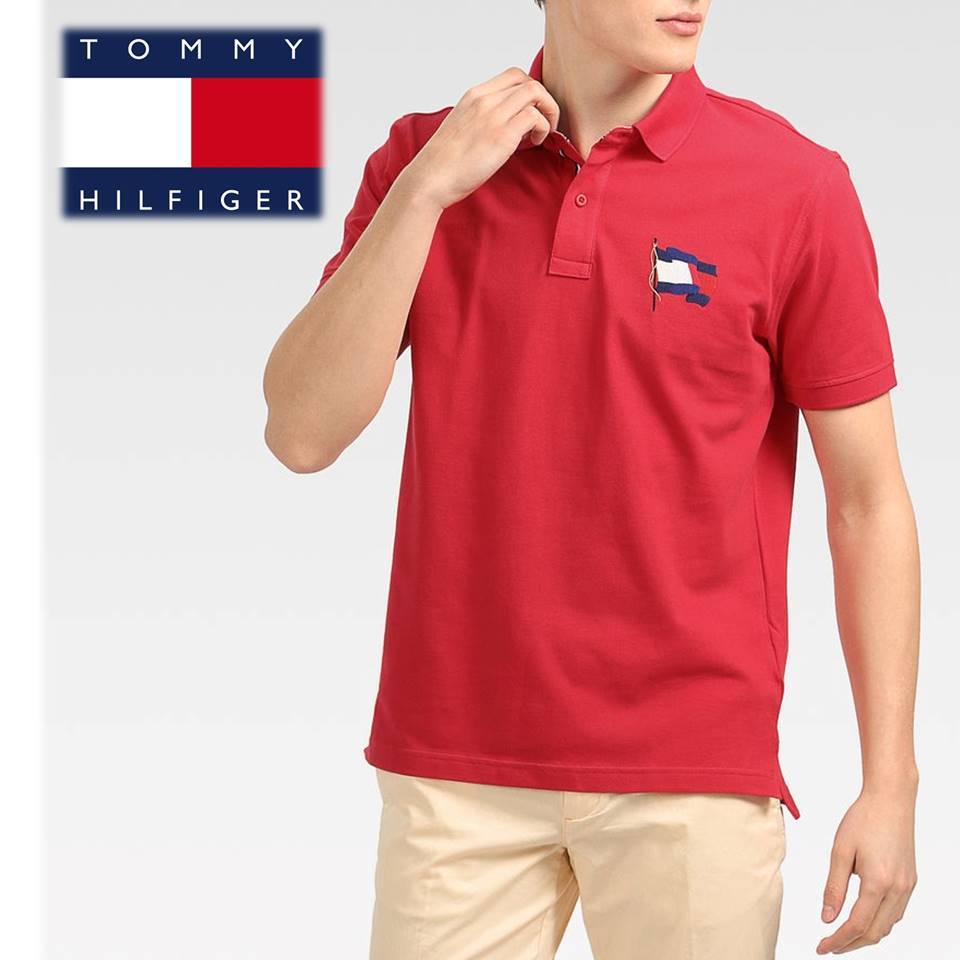 《TOMMY HILFIGER トミーヒルフィガー》新品 定価12,100円 フラッグ刺繍 レギュラーフィット ポロシャツ Mサイズ A7449_画像1