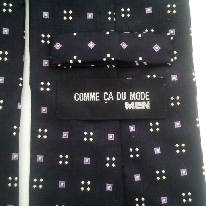 【送料無料・即決】COMME CA DU MODE MEN/コムサメン　黒系小紋柄　日本製　ネクタイ