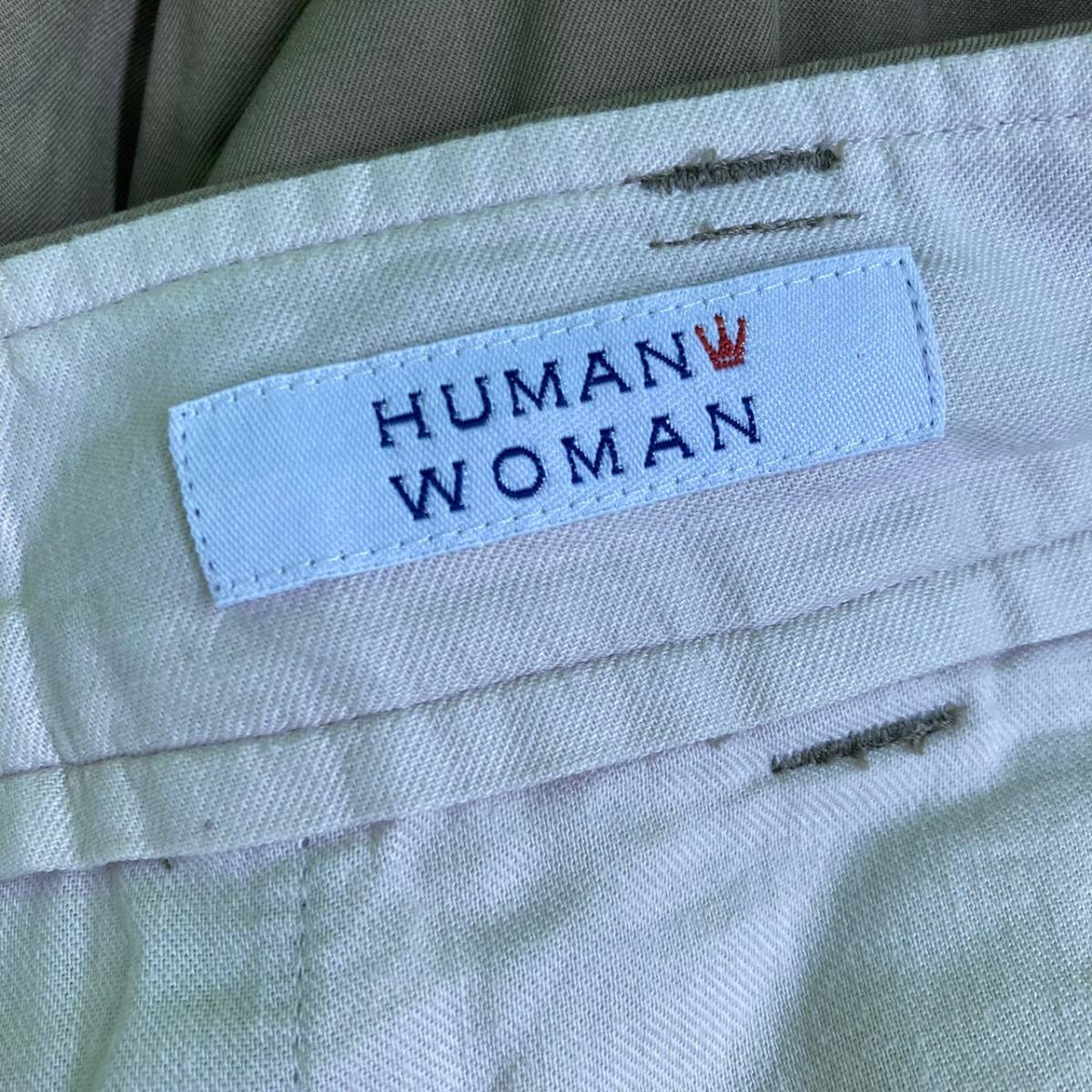 HUMAN WOMAN/ヒューマンウーマン セミワイドパンツ カーキ レディース M_画像6