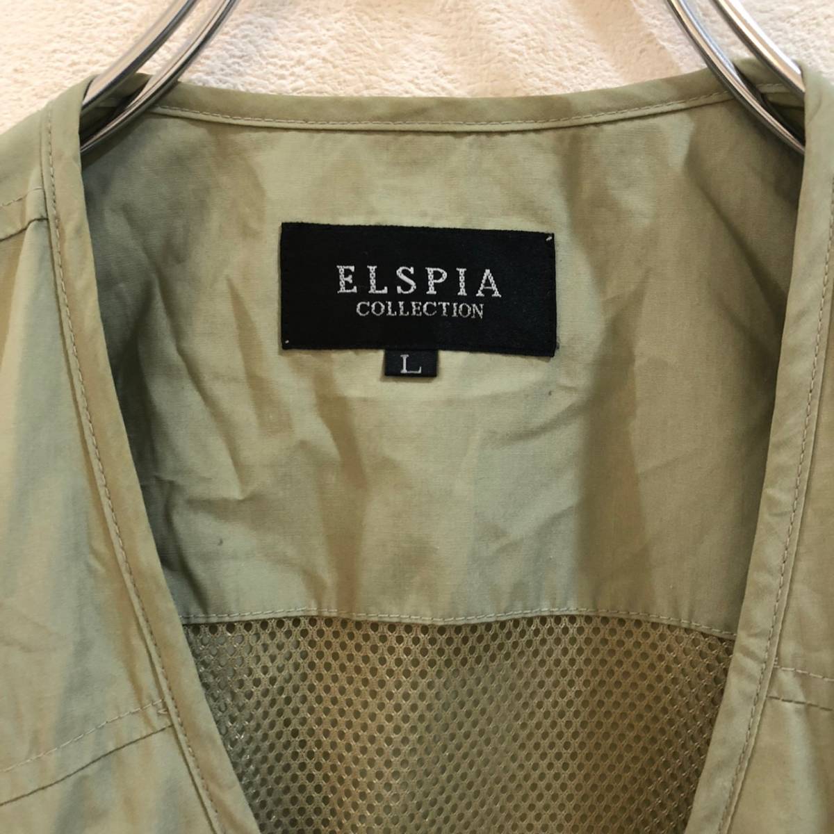 ELSPIA/ アウトドア ベスト 釣り カーキ メンズ Lの画像3