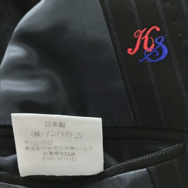 POLO RALPH LAUREN/ポロラルフローレン テーラードジャケット シングル ストライプ ブラック 総裏仕立て イニシャル刺 日本製_画像4