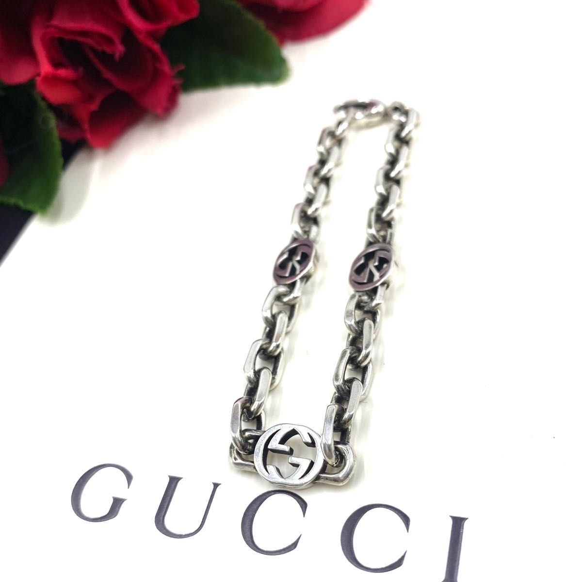 SSS級 GUCCI ブレスレット インターロッキング G エイジング加工-