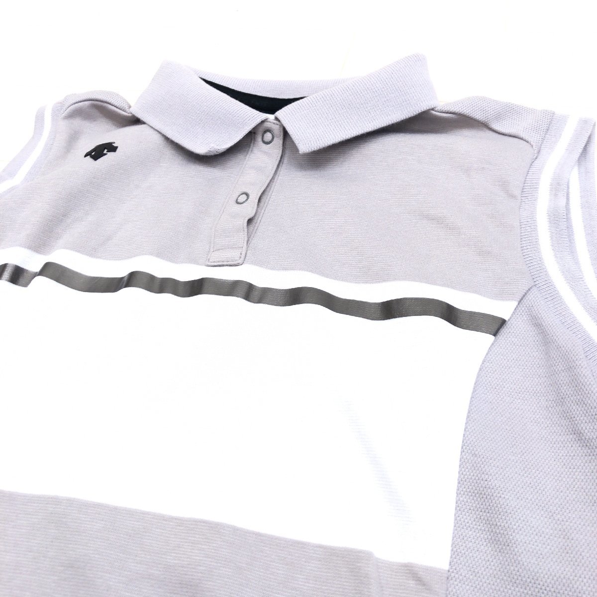 新品 DESCENTE GOLF デサント ゴルフシャツ S グレージュ ノースリーブ タンクトップ ポロシャツ カットソー Tシャツ 未使用 サンプル品_画像5