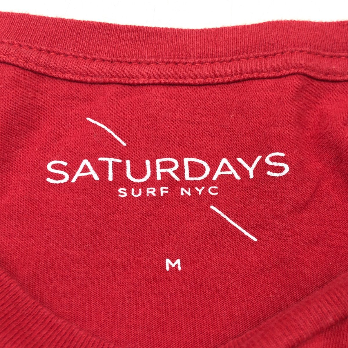 BEAMS別注 SATURDAYS SURF NYC サタデーズサーフ ロゴプリント Tシャツ M 赤 レッド 半袖 国内正規品 メンズ 紳士_画像3