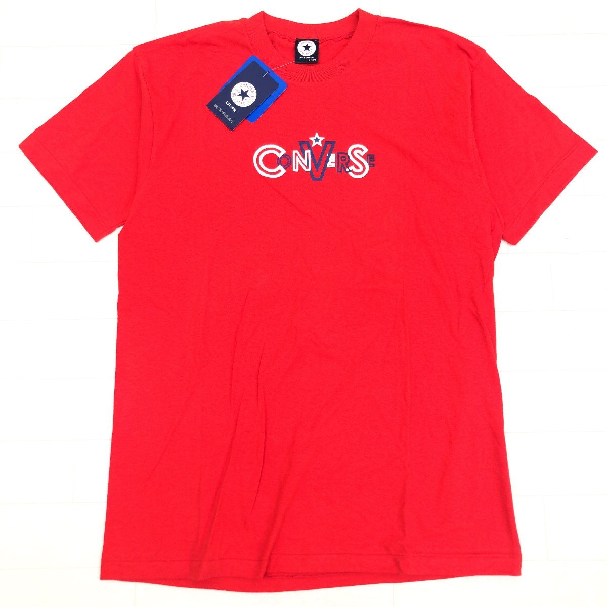 新品 CONVERSE コンバース ロゴプリント Tシャツ M 赤 レッド 半袖 日本製 国内正規品 メンズ 紳士 未使用_画像1