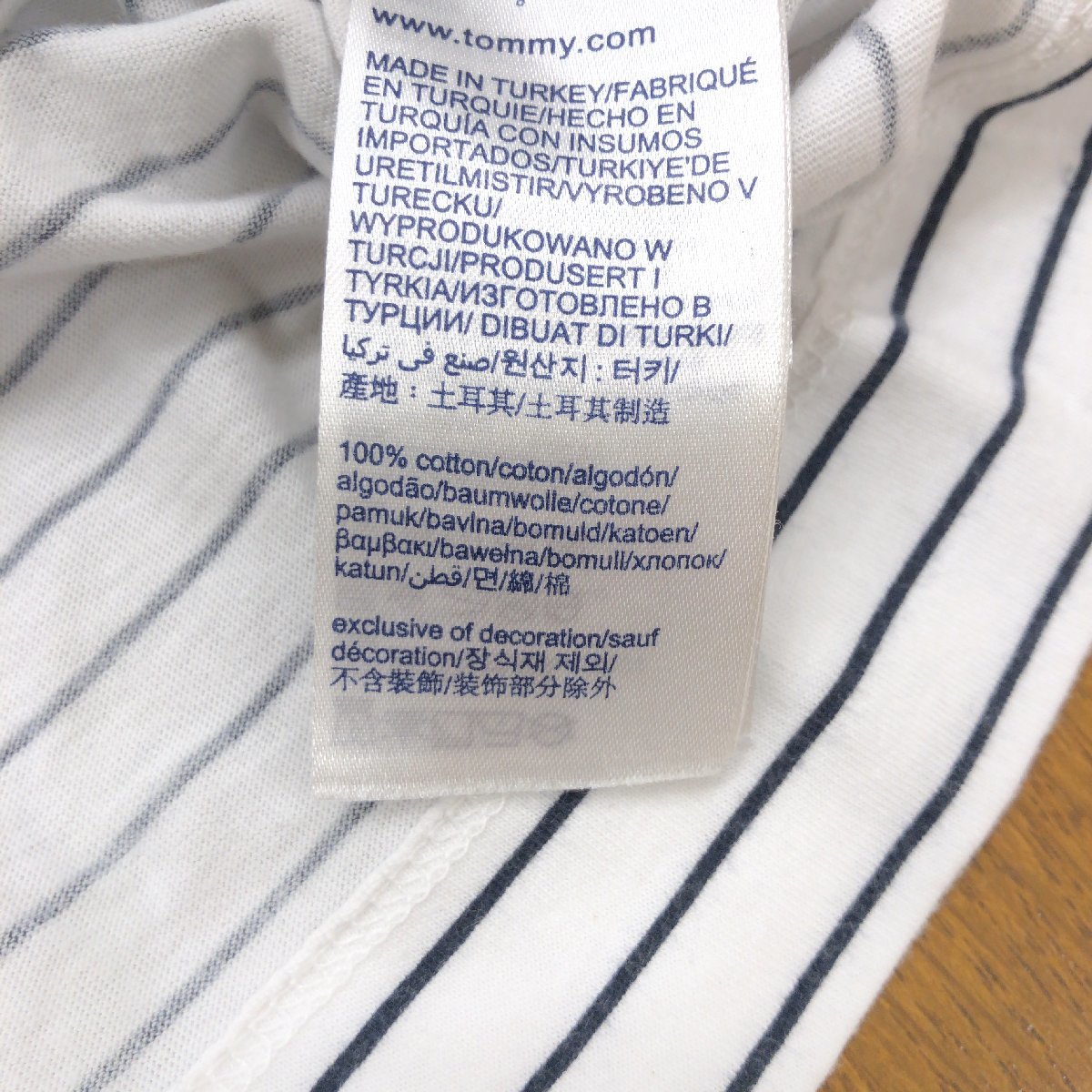 TOMMY HILFIGER トミーヒルフィガー ロゴプリント ボーダー Tシャツ M 白系 ホワイト系 半袖 カットソー レディース 女性用の画像6