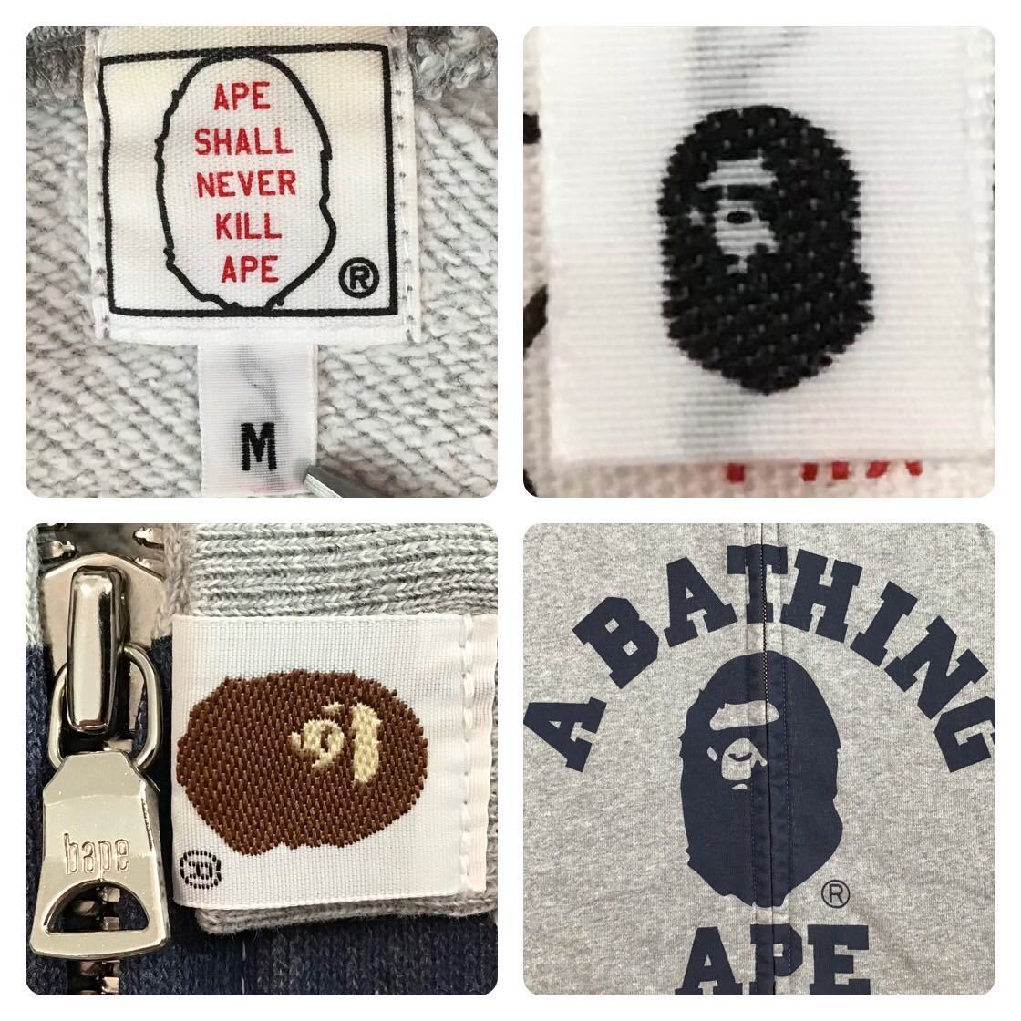★初期★ カレッジロゴ フルジップ パーカー Mサイズ グレー a bathing ape BAPE college logo full zip hoodie エイプ ベイプ NIGO w616_画像8