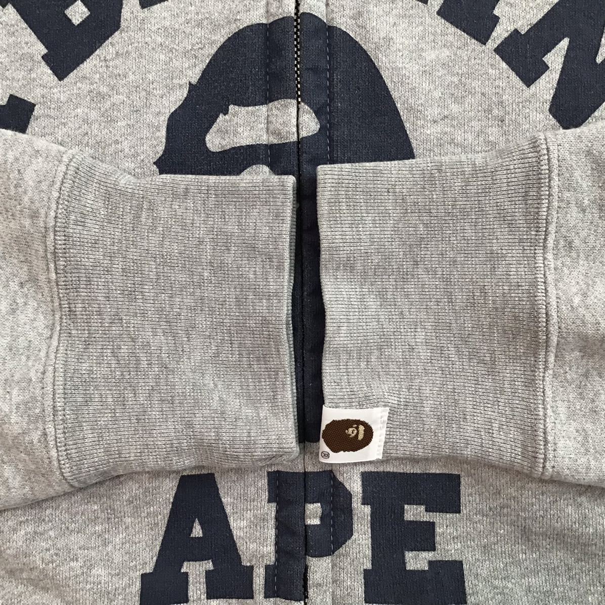 ★初期★ カレッジロゴ フルジップ パーカー Mサイズ グレー a bathing ape BAPE college logo full zip hoodie エイプ ベイプ NIGO w616_画像5