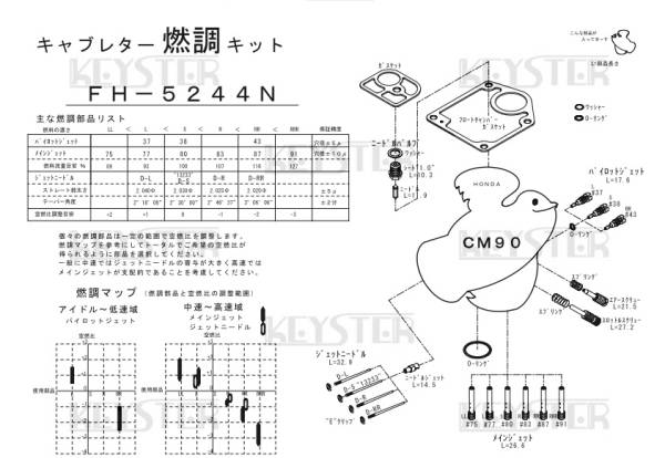 ■ FH-5244N 　スーパーカブ　CM90　キャブレター リペアキット　KEYSTER　キースター　燃調キット5_画像3
