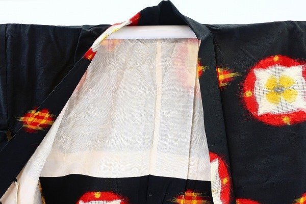 【着物フィ】アンティーク　長羽織 羽織　黒色　大正ロマン　レトロ 　仕立て上がり　可愛い　正絹　袷　kimono　14261_画像8