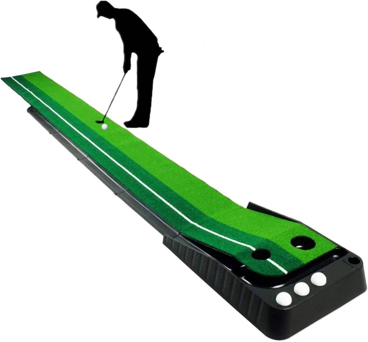 ゴルフ パターマット ゴルフ練習器具 室内ゴルフパター練習マット パッティングマット 自動返球 人工芝 パター技術向上