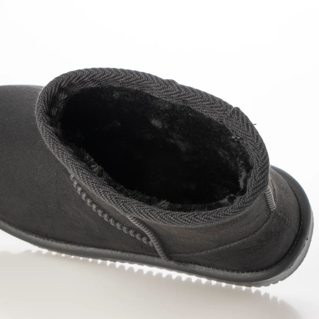 防寒ブーツ　ムートンブーツ　ショートブーツ　新品『22076-BLK-190』19.0cm　スウェード調　ファミリーサイズ
