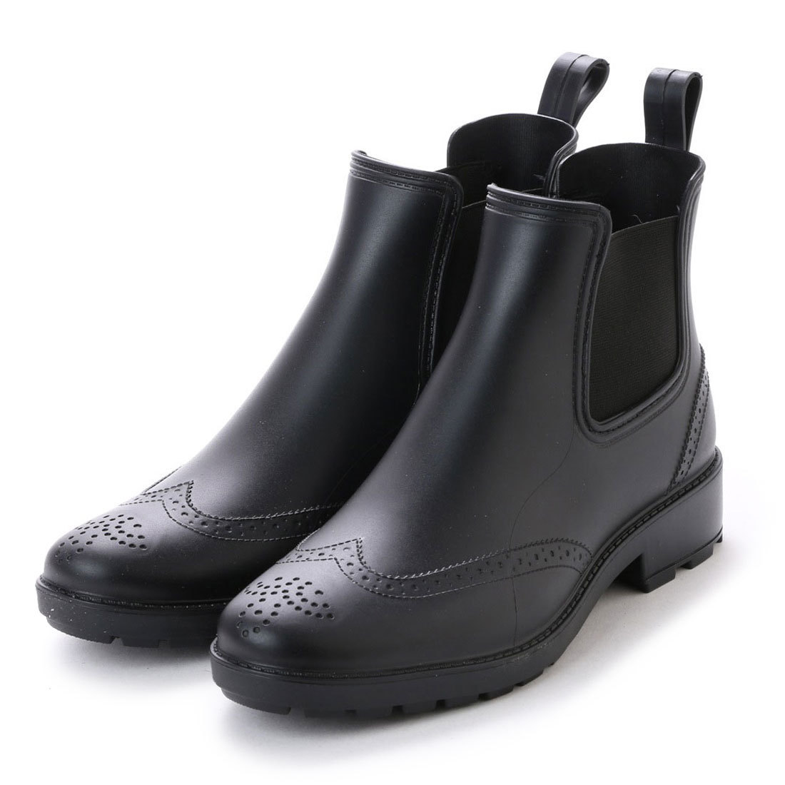  men's rain boots side-gore boots new goods [16033-BLK-S]24.5cm~25.0cm Short rain shoes short boots 