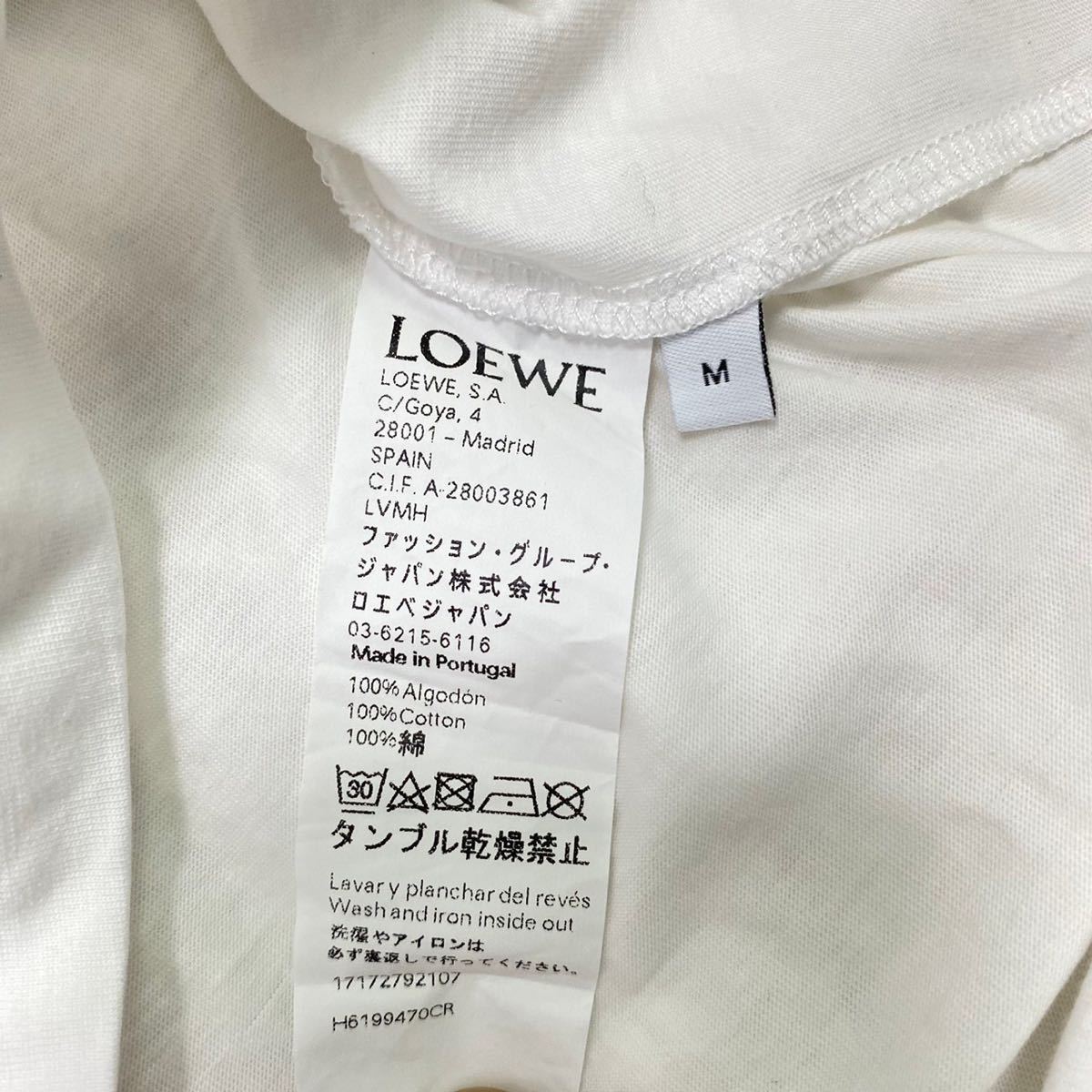 1円 極美品 希少品 ロエベ LOEWE 半袖Tシャツ ロゴ バックプリント