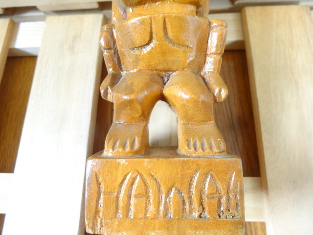 送料無料 ハワイアン Tiki ティキ ハンドメイド 天然木 木彫り 像 ハワイ 土産 置物 木製 手造り 工芸品