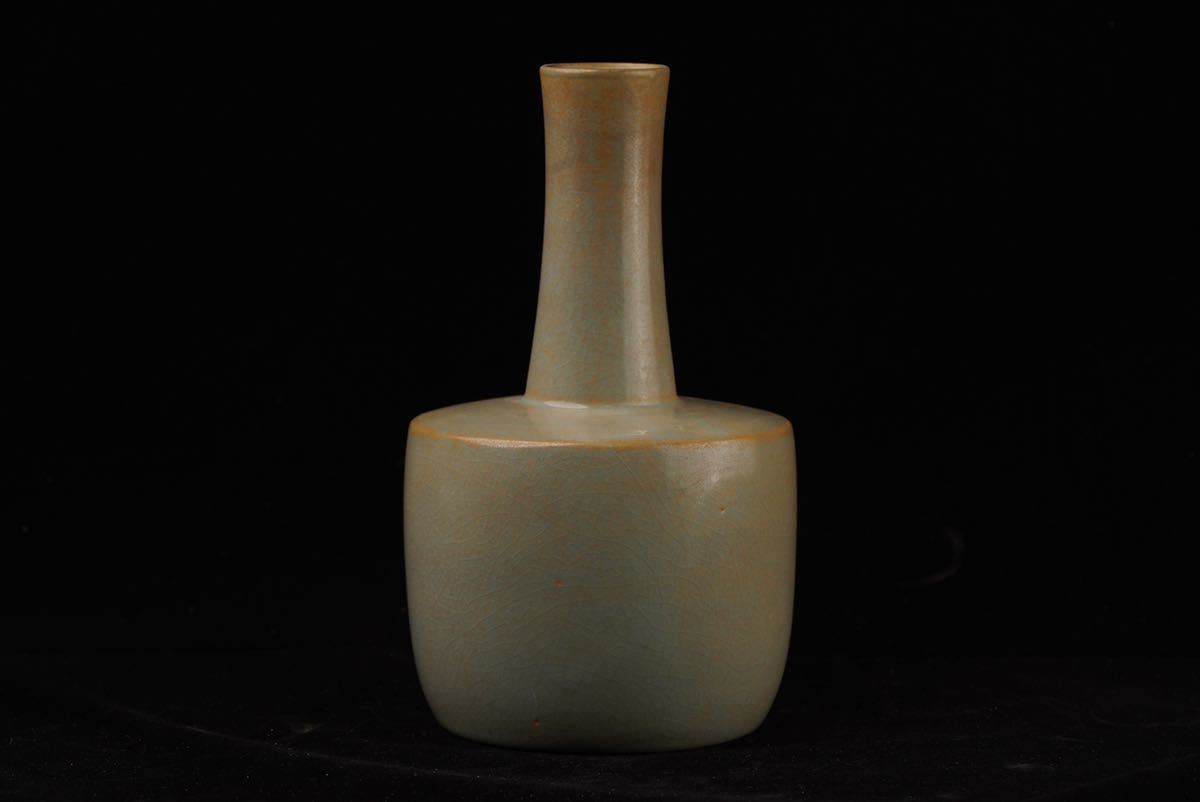 中国 古美術 宋 汝窯 花瓶 花入 古玩 高さ 22.5cm