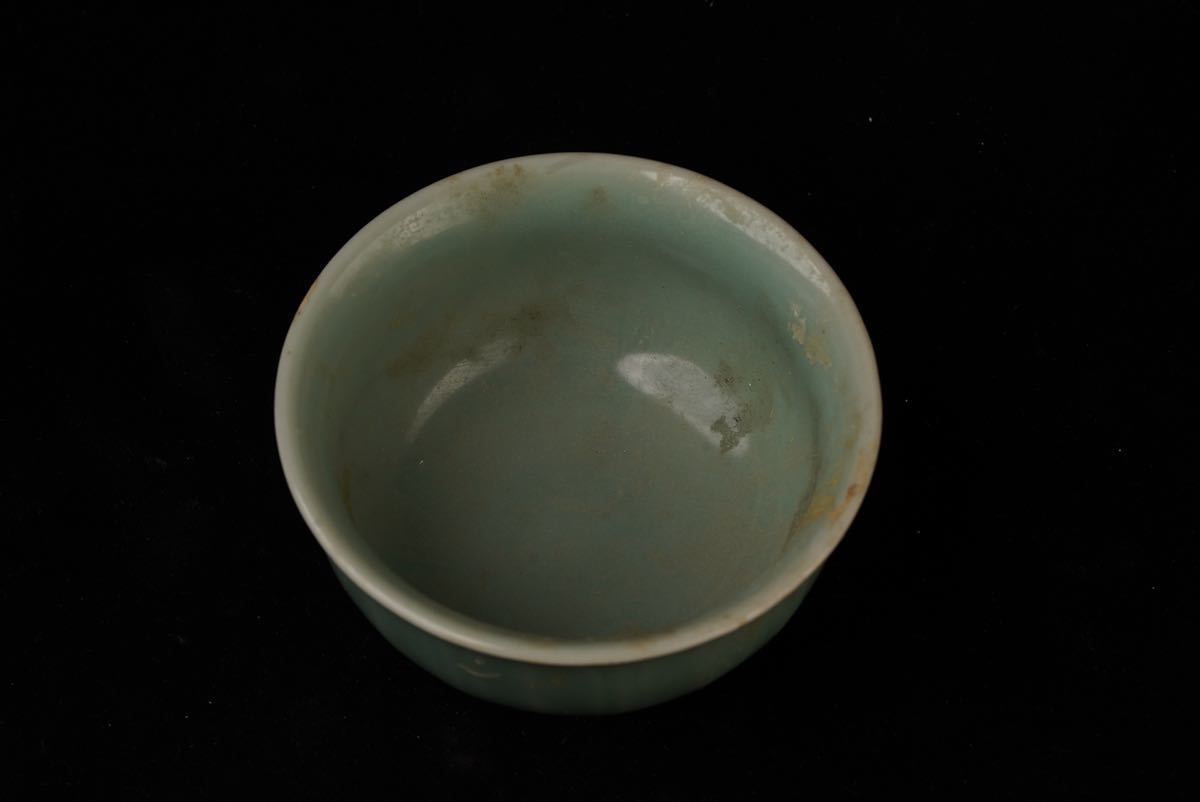希少!!】 龍泉窯南宋古玩古美術中国青磁時代物煎茶道具天青釉茶碗