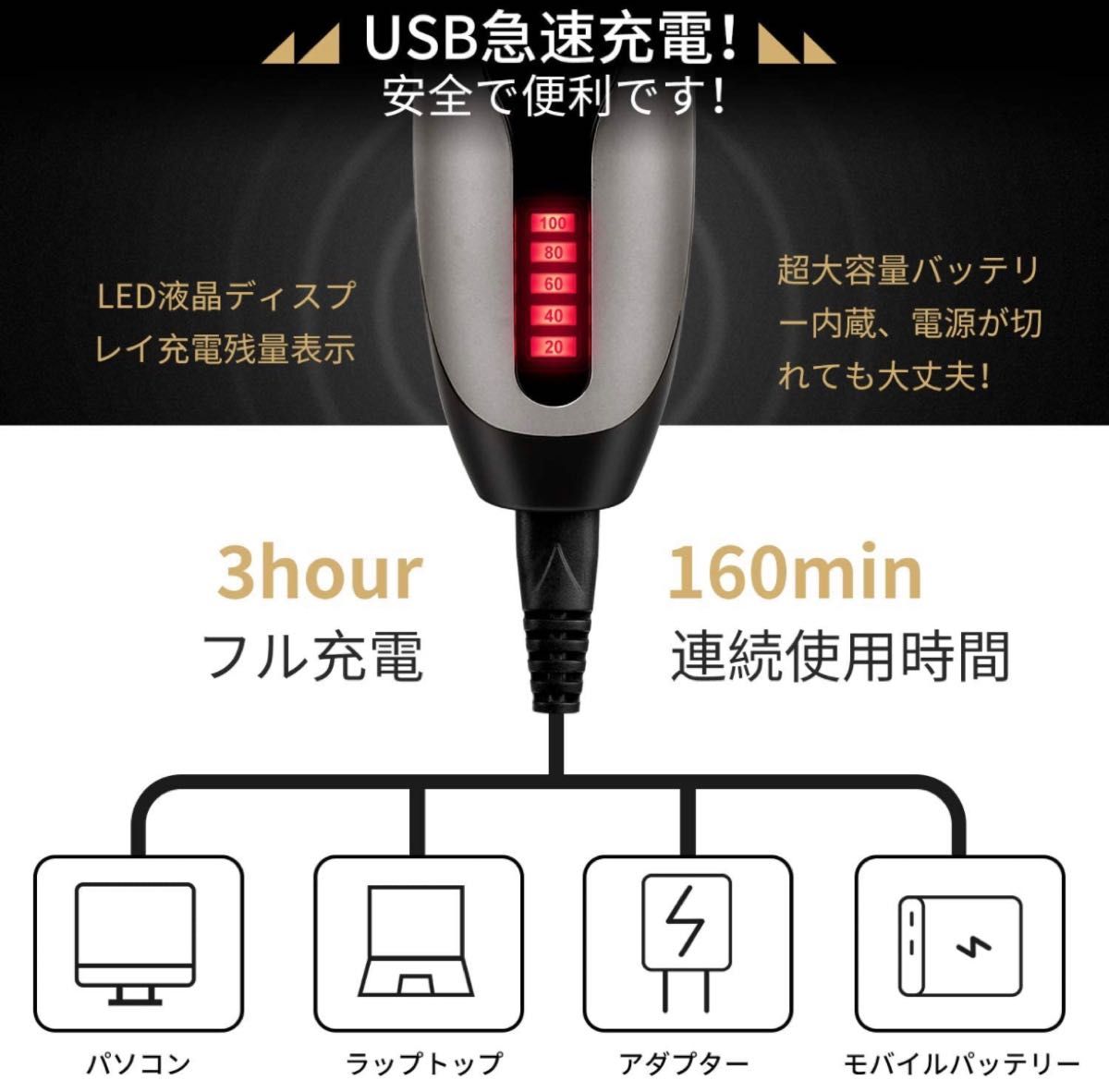 バリカン 家庭用 電動バリカン ヘアカッター IPX7防水