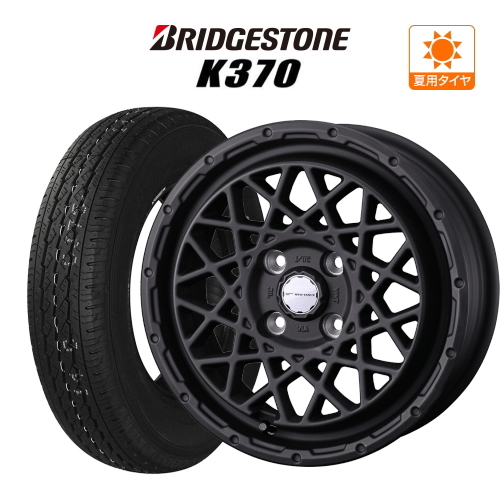 サマータイヤ ホイール 4本セット ウェッズ マッドヴァンス 09 BRIDGESTONE K370 145/80R12_画像1