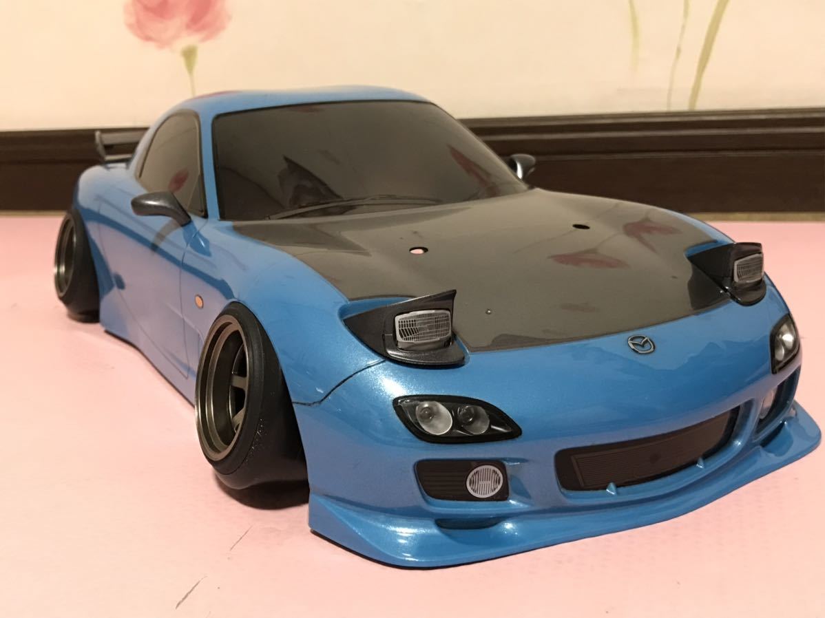 送料無料　美品　1/10 タミヤ　マツダ　RX-7 FD3S LED付き　パールブルー　ラジコンボディ　TAMIYA MAZDA_画像1